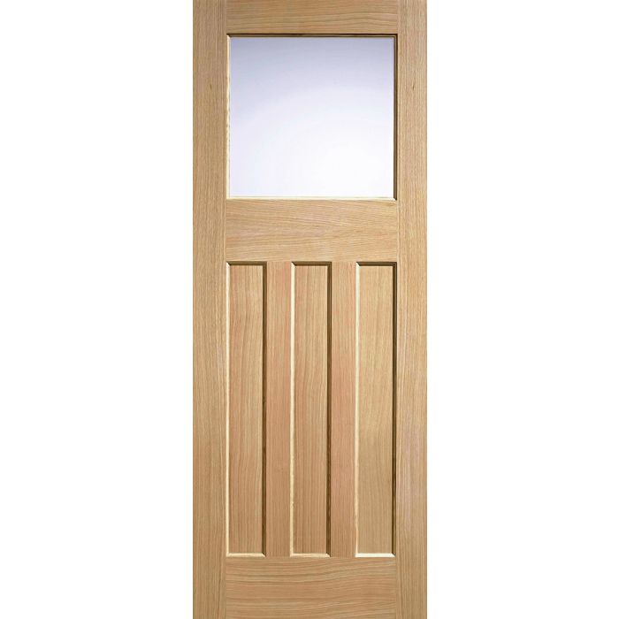 DX Solid Core Internal Door - Unfinished - DX 30's Style Frost Glazed 2032 x 813mm Oak PPDXG32OAK