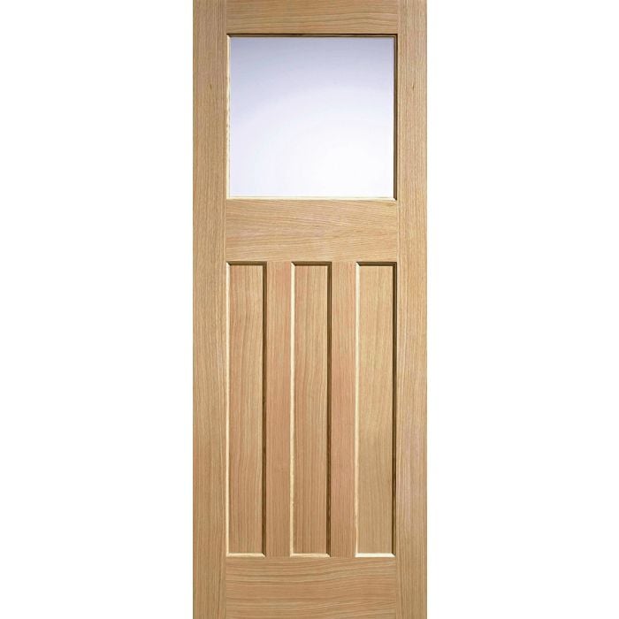 DX Solid Core Internal Door - Unfinished - DX 30's Style Frost Glazed 1981 x 686mm Oak PPDXG27OAK