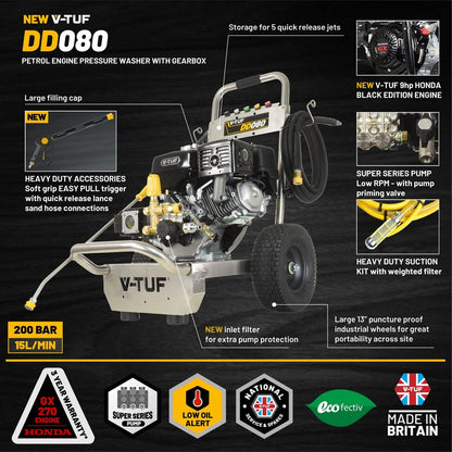 V-TUF Honda Petrol Pressure Washer (9HP, 200 Bar @ 15ltrs_Min)