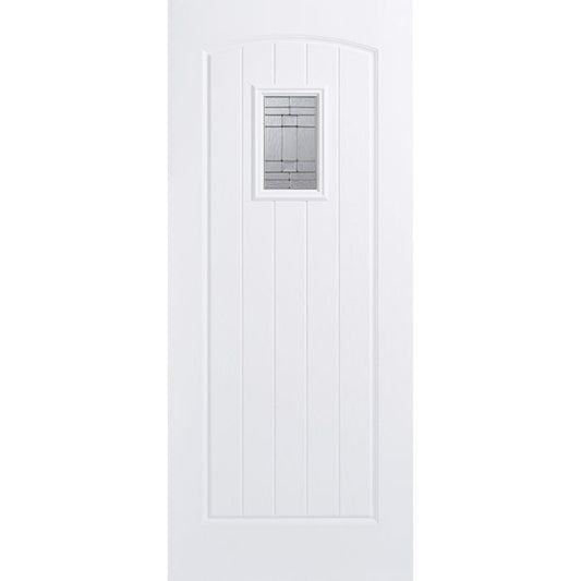 Cottage GRP External Door - Leaded DG 2032 x 813mm White GRPCOTWHI32