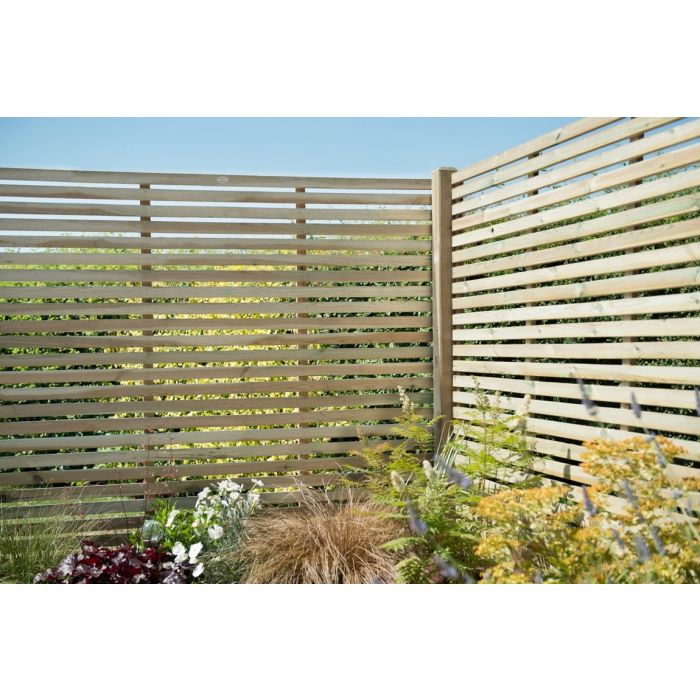 Forest Contemporary Slatted Fence Panel 1.8m x 1.5m Treated Timber (Pack of 4)