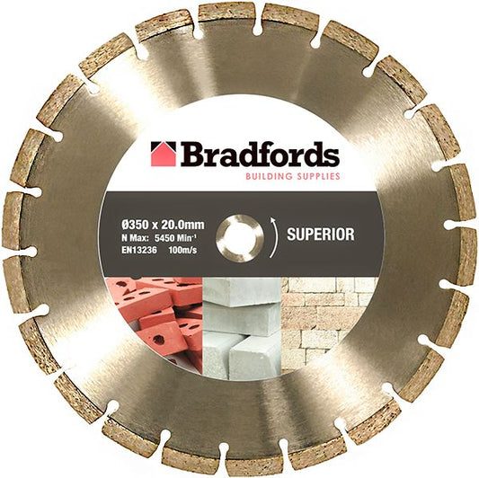 Bradfords Superior Segmented Diamond Blade 350mm x 20mm