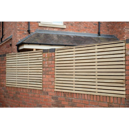 Forest Contemporary Double Slatted Fence Panel 1.8m x 1.2m Treated Timber (Pack of 4)