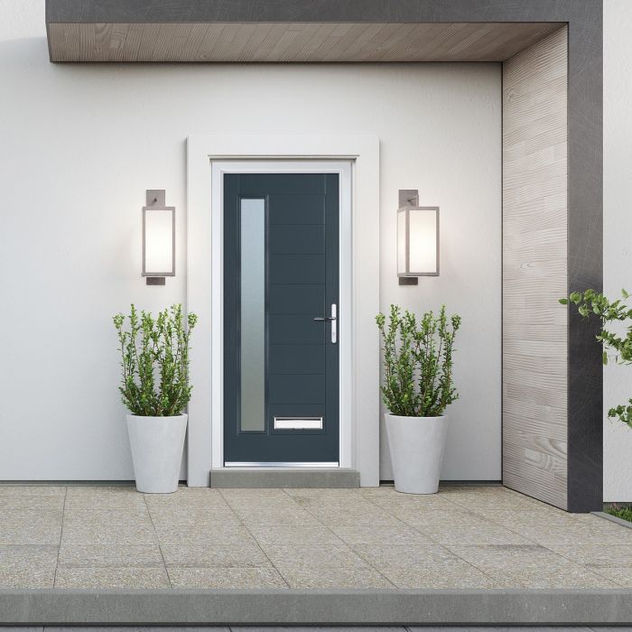 Crystal GRP Door with Long Glass (Left Hand) 920 x 2055mm Obscure - Grey