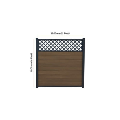 Piranha In-Ground Composite Fence Kit inc Diagonal Trellis 6ft - Brown Cedar