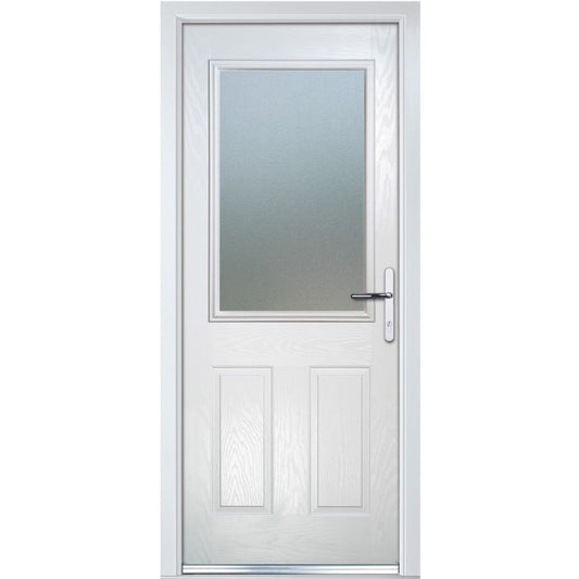 Crystal GRP Door 2 Panels with Glass (Left Hand) 920 x 2055mm Obscure - White