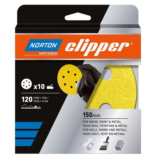 Norton Clipper P120 Sanding Disc 150mm (Pack of 10)