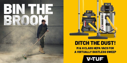 V-TUF MIGHTY M-CLASS Industrial Wet & Dry Dust Extractor Vacuum Cleaner (240V_21ltr)