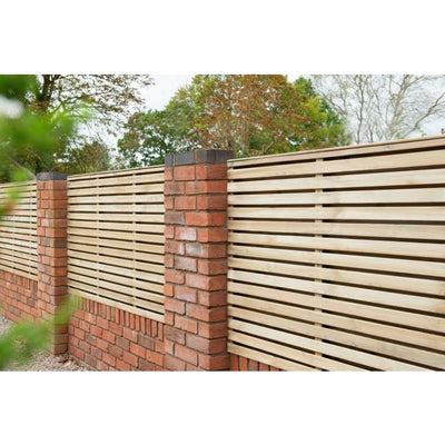 Forest Contemporary Double Slatted Fence Panel 1.8m x 1.2m Treated Timber (Pack of 3)
