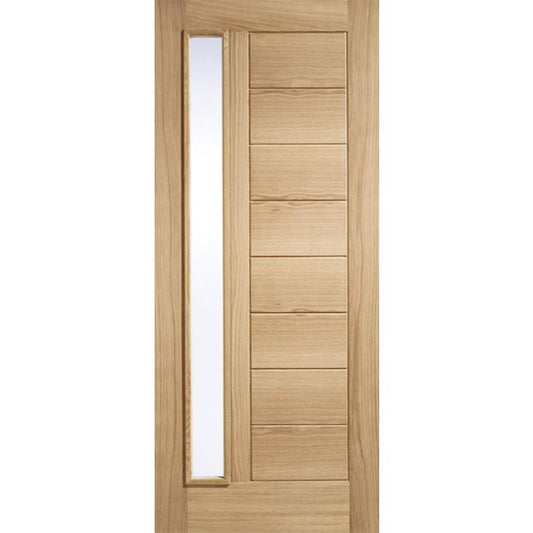 Goodwood Oak External Door - Long Light Frosted 2032 x 813mm OGOOD32