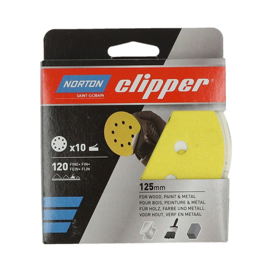 Norton Clipper P120 Sanding Disc 125mm (Pack of 10)