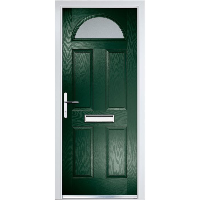 Crystal GRP Door 4 Panel & Sunburst Glass (Right Hand) 920 x 2055mm Obscure - Green
