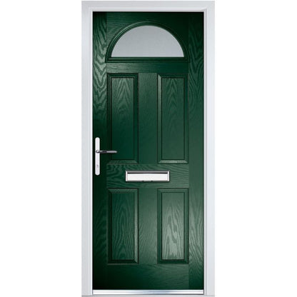Crystal GRP Door 4 Panel & Sunburst Glass (Right Hand) 920 x 2055mm Obscure - Green