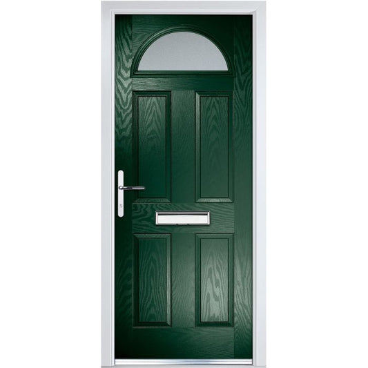 Crystal GRP Door 4 Panel & Sunburst Glass (Right Hand) 920 x 2055mm Obscure - Green