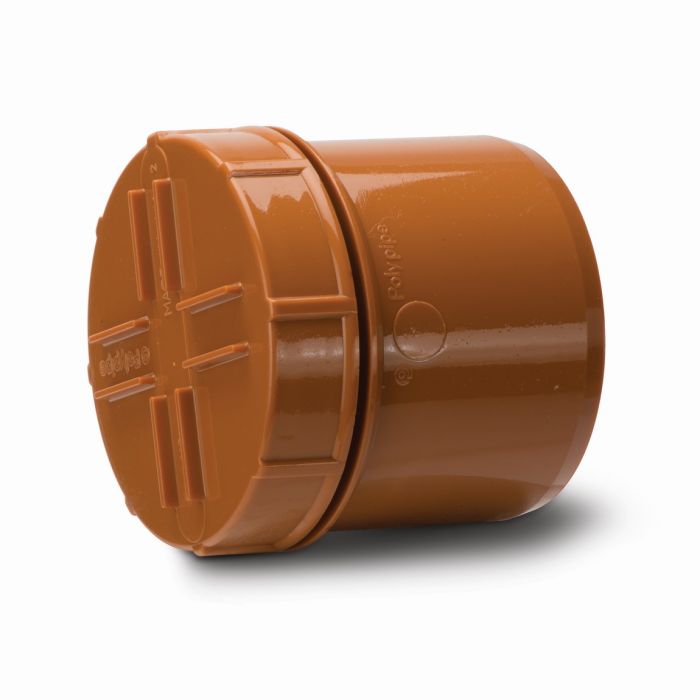 Polypipe 110mm Screwed Access Plug Spigot Tail - Terracotta - USA62