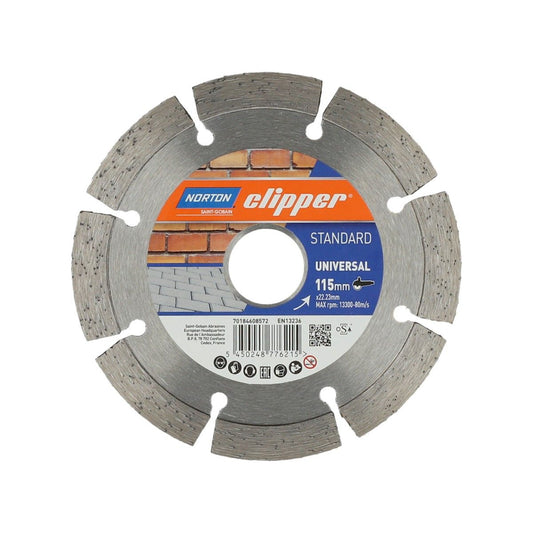 Norton Clipper Diamond Blade for Bricks/Blocks 115 x 22.23mm Blue