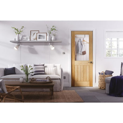 Belize Solid Core Internal Glazed Door - Unfinished - 2040 x 726mm Oak OBELG726