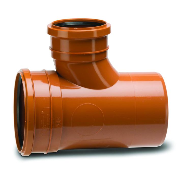 Polypipe 160mm Unequal Junction Triple Socket 87.5deg - 160 x 160 x 110mm - Terracotta - UG643