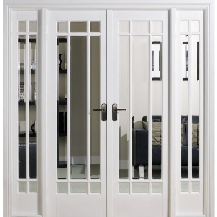 LPD Manhattan W6 Clear Bevelled Glazed Internal Room Divider Set 2031 x 1904mm Primed White
