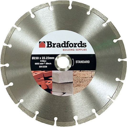 Bradfords Standard Segmented Diamond Blade 230mm x 22.23mm