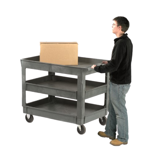 3 SHELF PLASTIC SERVICE TROLLEY - 1100L