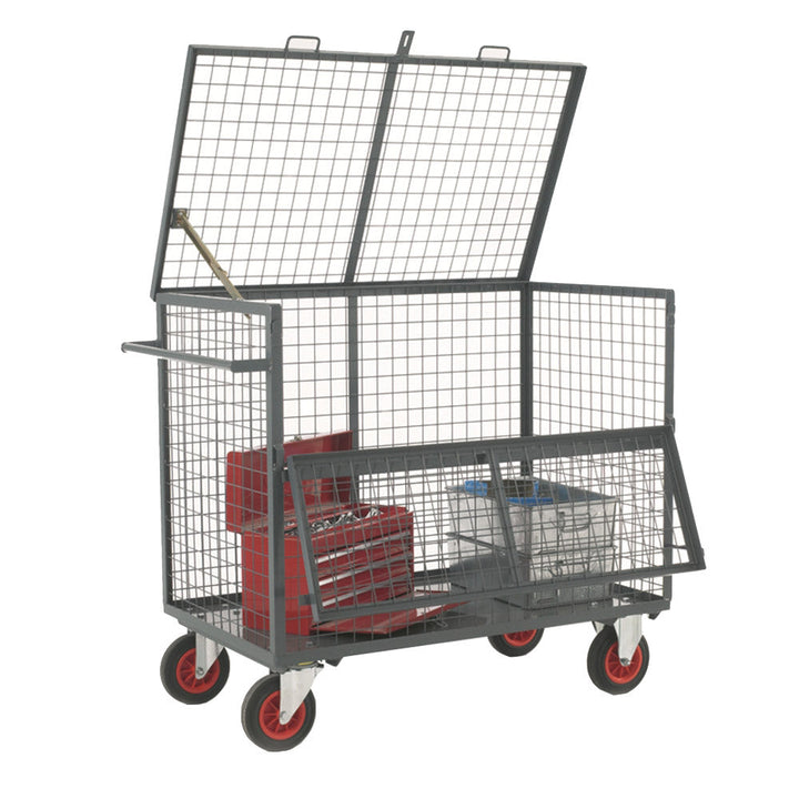 Security Box Trolley - Mesh Sides and Deck