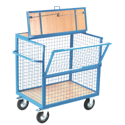 Security Box Trolley - Mesh Sides with Timber Deck