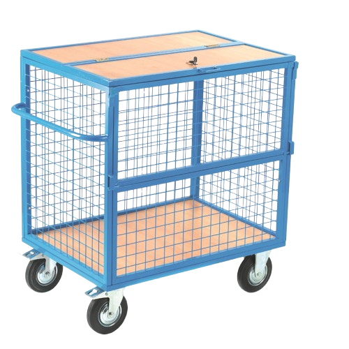 Security Box Trolley - Mesh Sides with Timber Deck