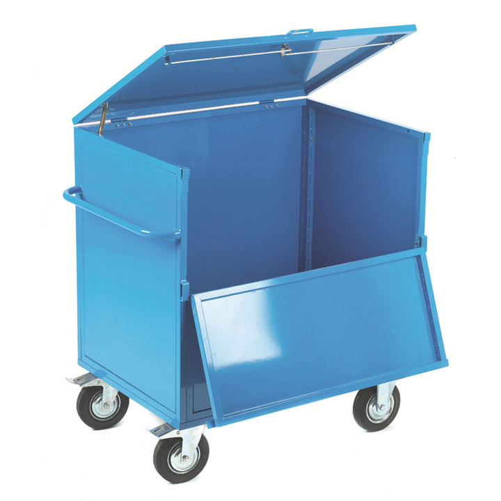 Security Box Trolley - Solid Sides with Timber Deck