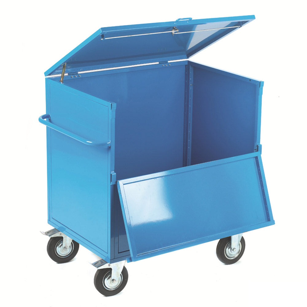 Security Box Trolley - Solid Sides with Timber Deck