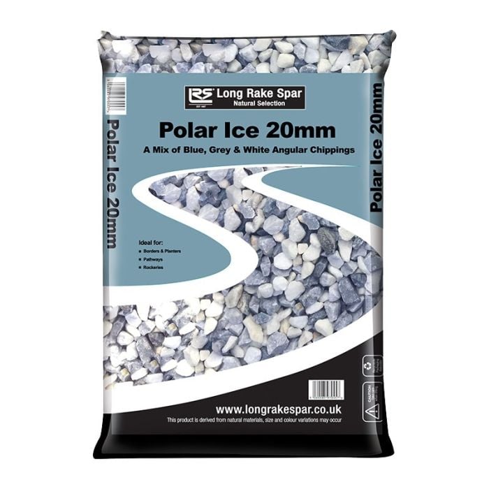 Long Rake Spar 20mm Polar Ice Chippings - Prepacked Bag