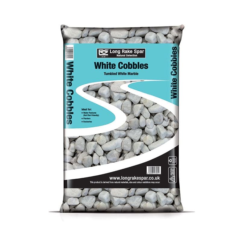Long Rake Spar 40-90mm Cobbles White - Prepacked Bag